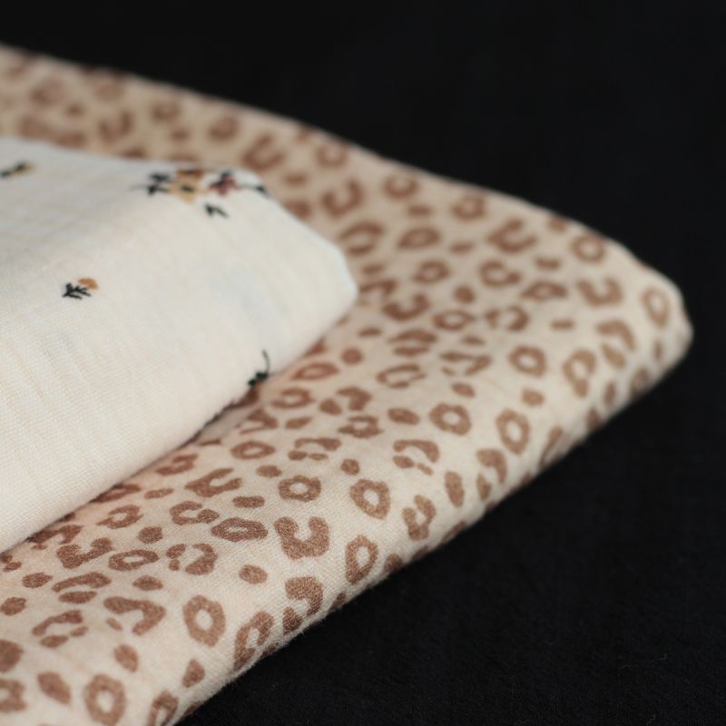 copy of Double gaze de coton imprimé Graou beige