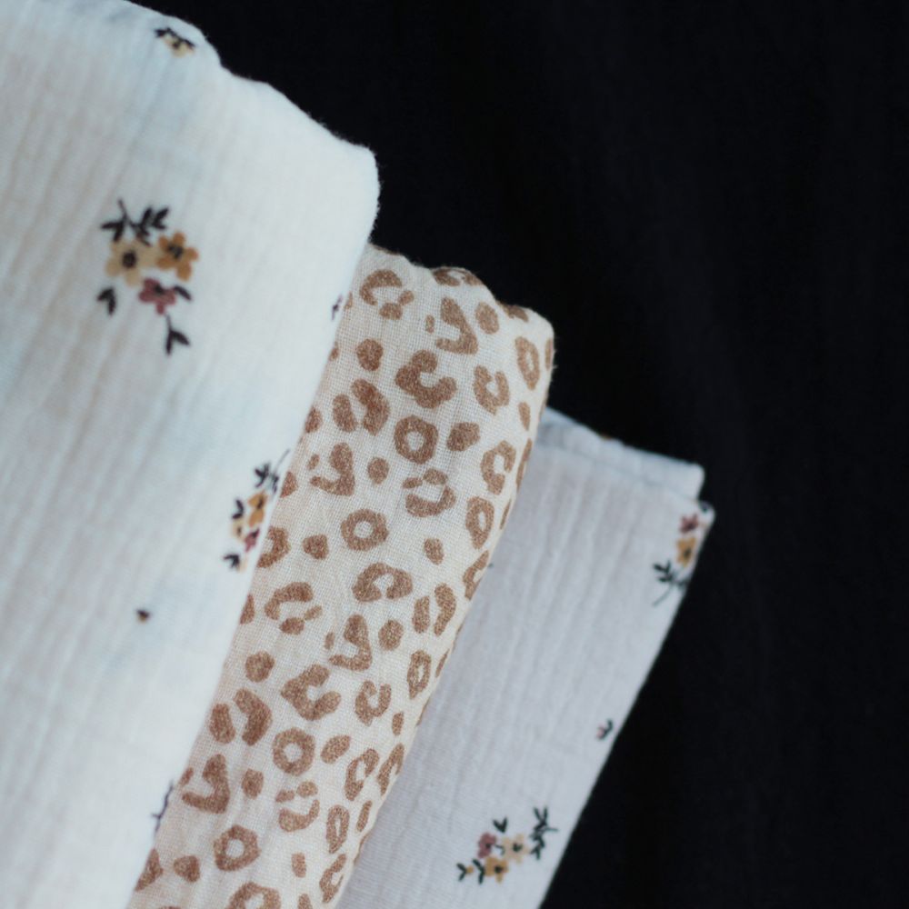 copy of Double gaze de coton imprimé Graou beige