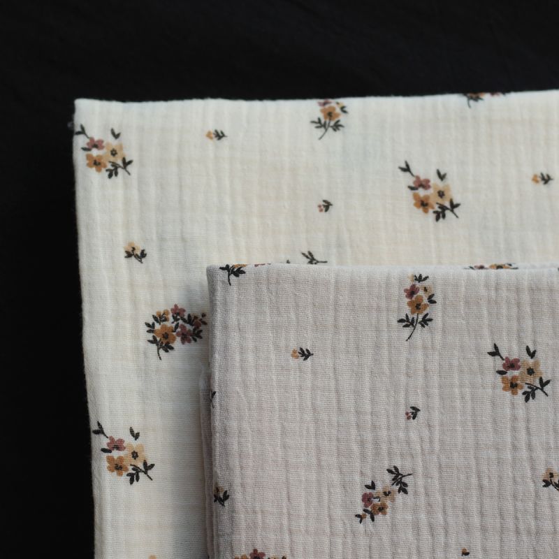 copy of Laure - Double gaze de coton BIO blanc lait motif exclusif myosotis