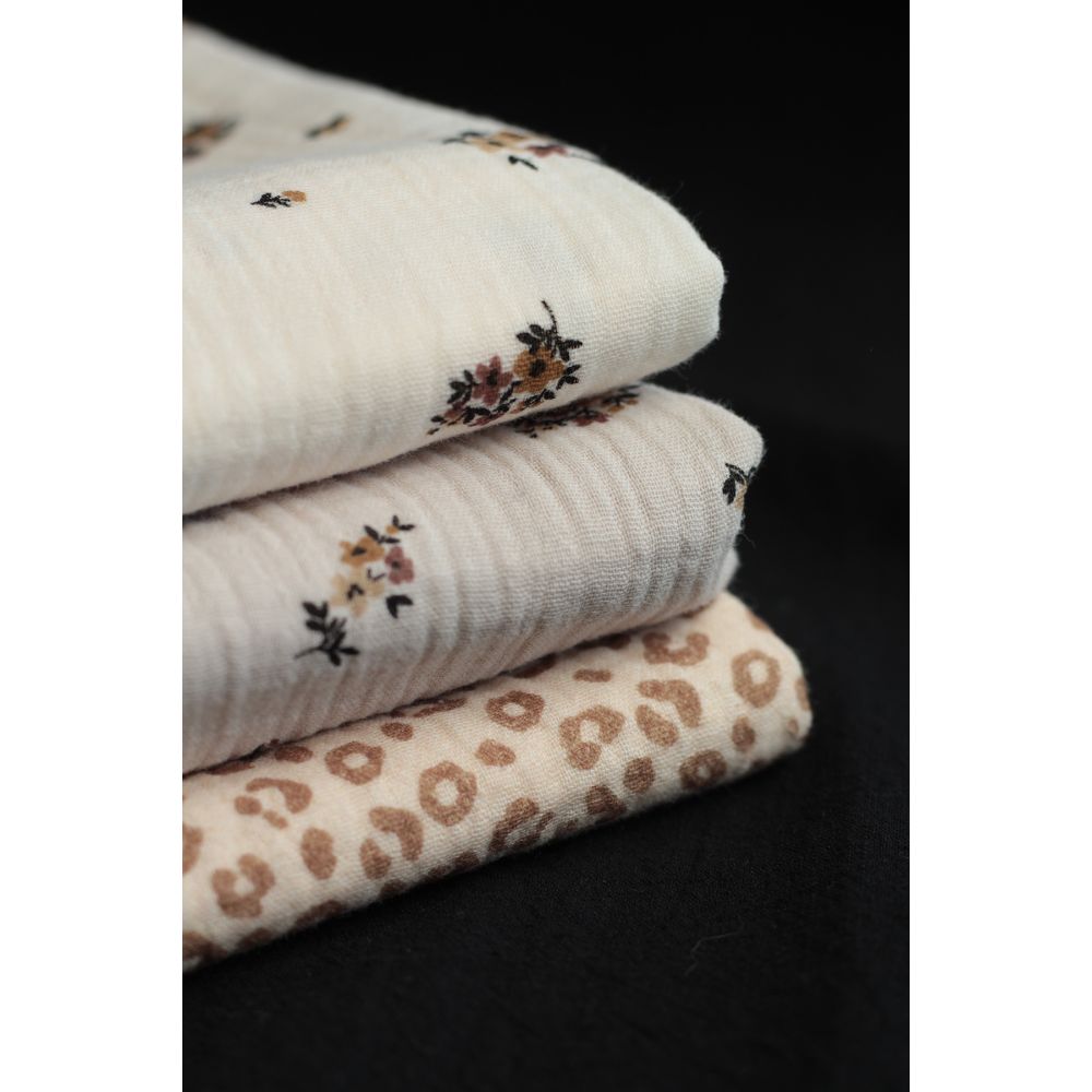 copy of Laure - Double gaze de coton BIO blanc lait motif exclusif myosotis