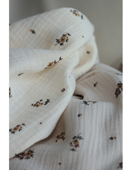 copy of Laure - Double gaze de coton BIO blanc lait motif exclusif myosotis