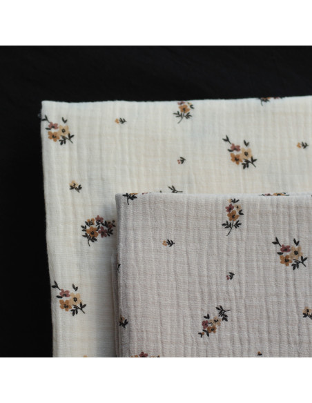 copy of Laure - Double gaze de coton BIO blanc lait motif exclusif myosotis