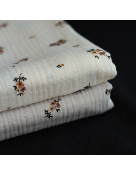 copy of Laure - Double gaze de coton BIO blanc lait motif exclusif myosotis