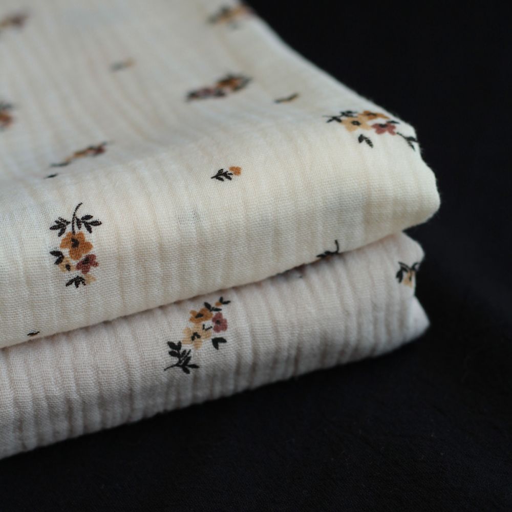 copy of Laure - Double gaze de coton BIO blanc lait motif exclusif myosotis