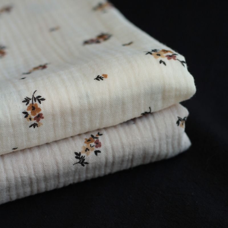 copy of Laure - Double gaze de coton BIO blanc lait motif exclusif myosotis