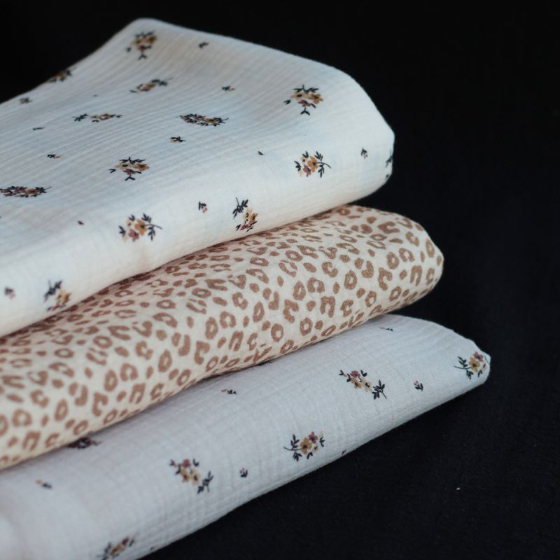 copy of Laure - Double gaze de coton BIO blanc lait motif exclusif myosotis