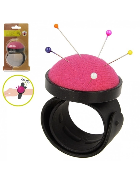 Bracelet pelote pique épingles MEDIAC noir rose