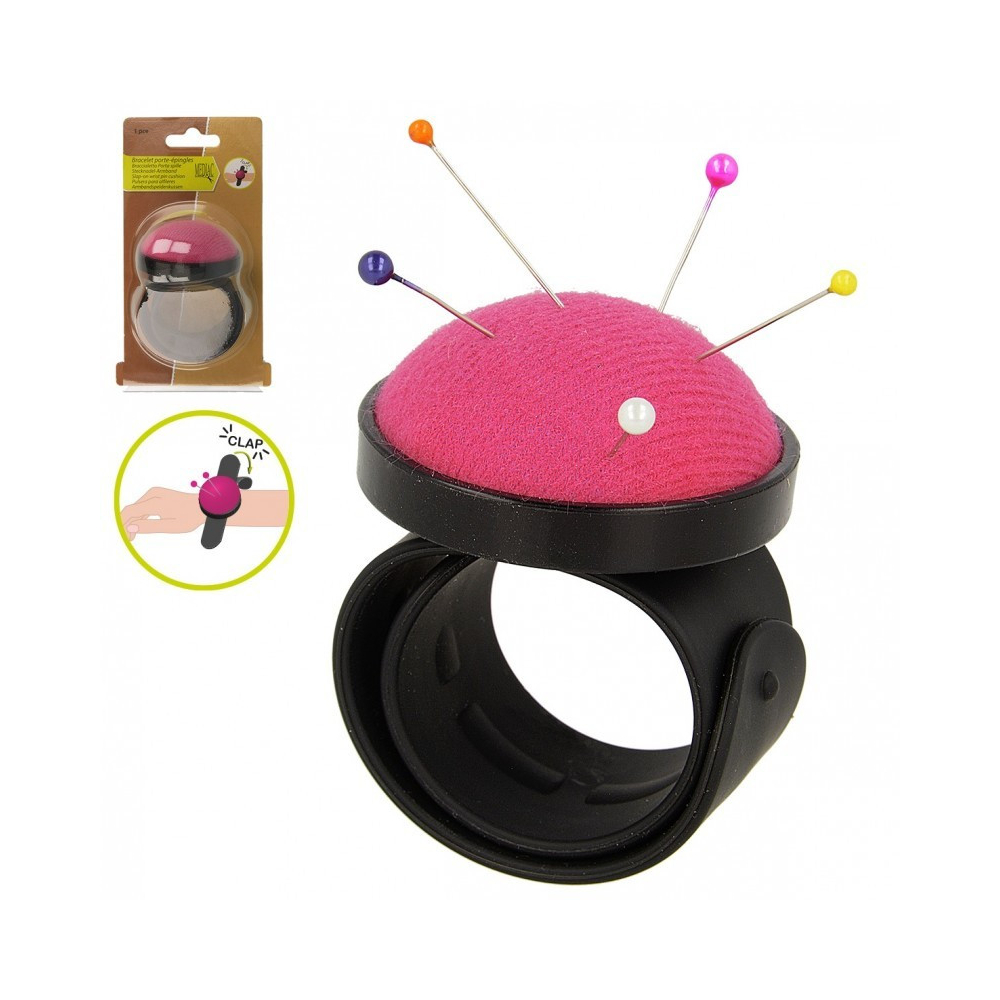 Bracelet pelote pique épingles MEDIAC noir rose