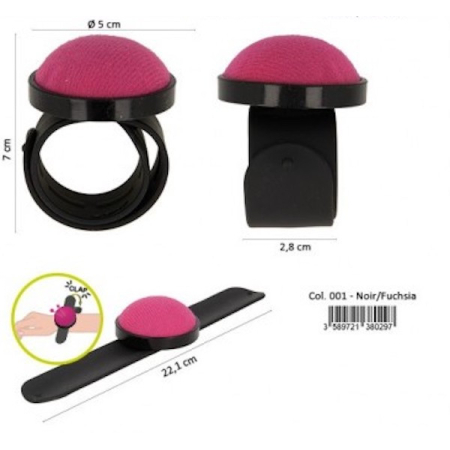 Bracelet pelote pique épingles MEDIAC noir rose Bracelet pelote pique épingles MEDIAC noir rose