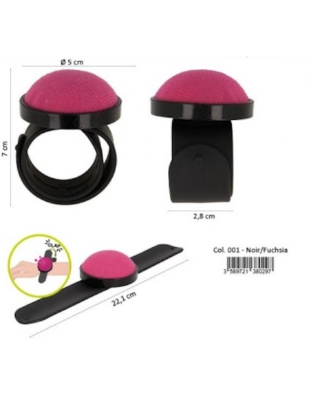 Bracelet pelote pique épingles MEDIAC noir rose