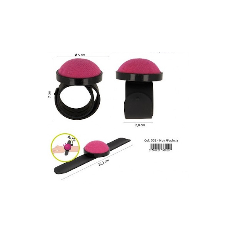 Bracelet pelote pique épingles MEDIAC noir rose