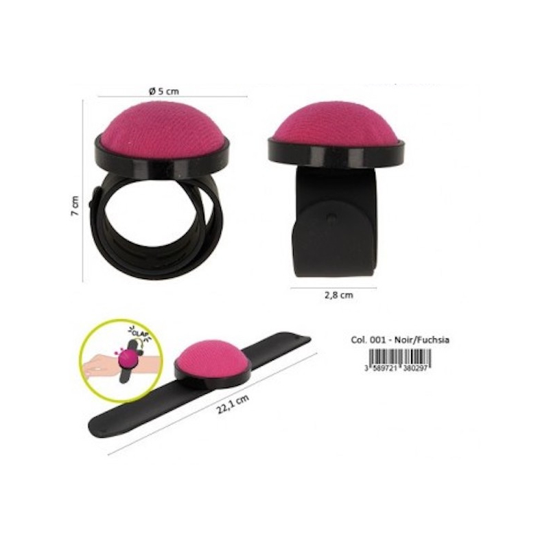 Bracelet pelote pique épingles MEDIAC noir rose