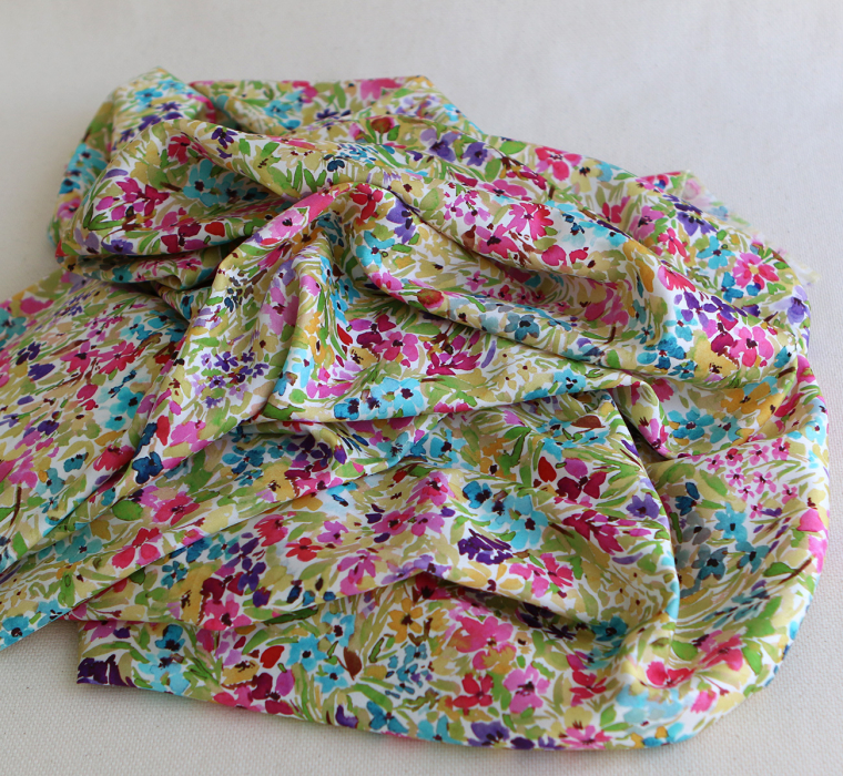 Monica - Coton satiné bio à imprimé fleuri aquarelle