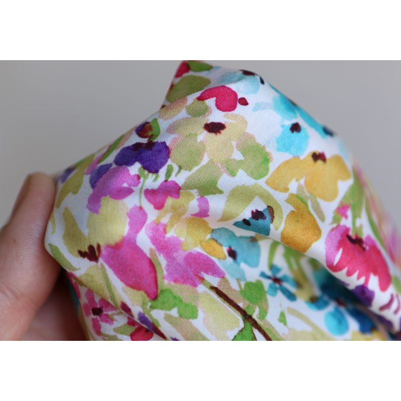 Monica - Coton satiné bio à imprimé fleuri aquarelle