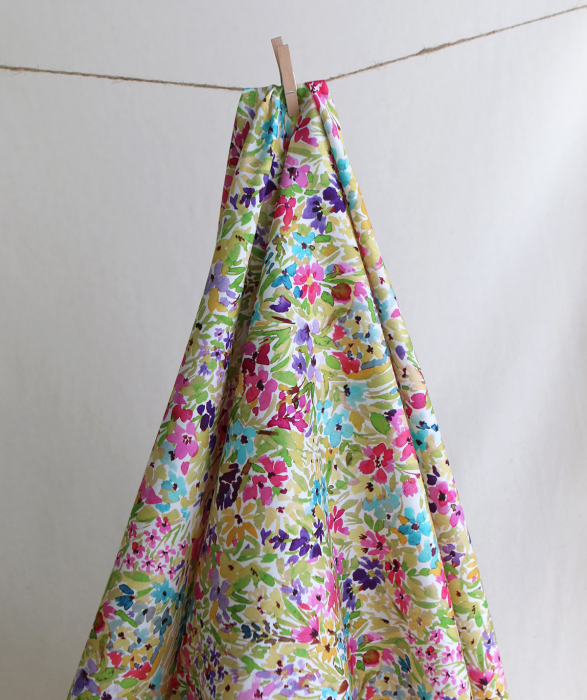 Monica - Coton satiné bio à imprimé fleuri aquarelle