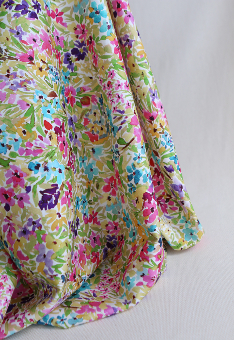 Monica - Coton satiné bio à imprimé fleuri aquarelle