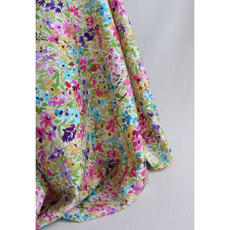 Monica - Coton satiné bio à imprimé fleuri aquarelle
