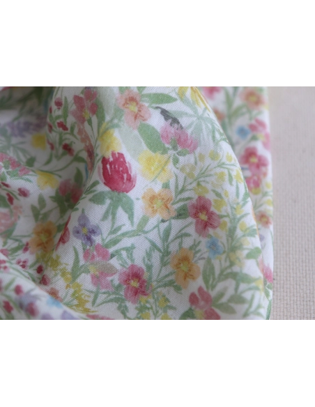 copy of Celine - Double gaze de coton BIO blanc motif fleuri marine / moutarde