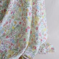 copy of Celine - Double gaze de coton BIO blanc motif fleuri marine / moutarde