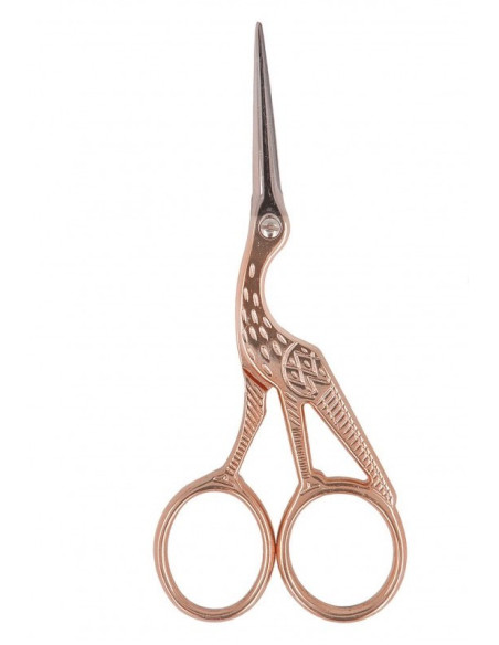 Ciseaux de broderie couture cigogne or rose doré