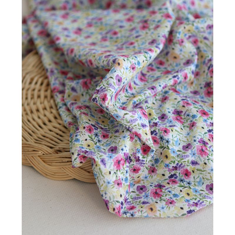 Ruth - Batiste de coton douce à imprimé fleuri aquarelle