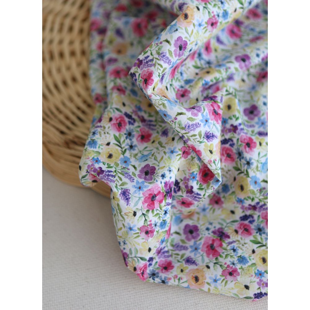 Ruth - Batiste de coton douce à imprimé fleuri aquarelle