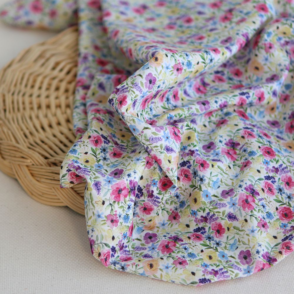 Ruth - Batiste de coton douce à imprimé fleuri aquarelle