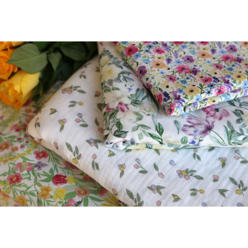 Ruth - Batiste de coton douce à imprimé fleuri aquarelle