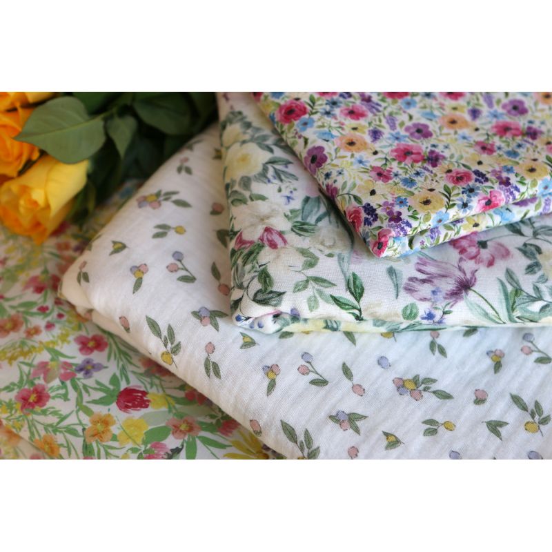 Ruth - Batiste de coton douce à imprimé fleuri aquarelle
