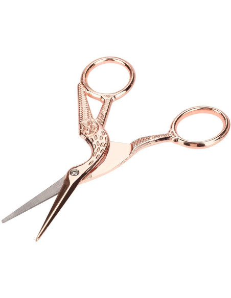 Ciseaux de broderie couture cigogne or rose doré