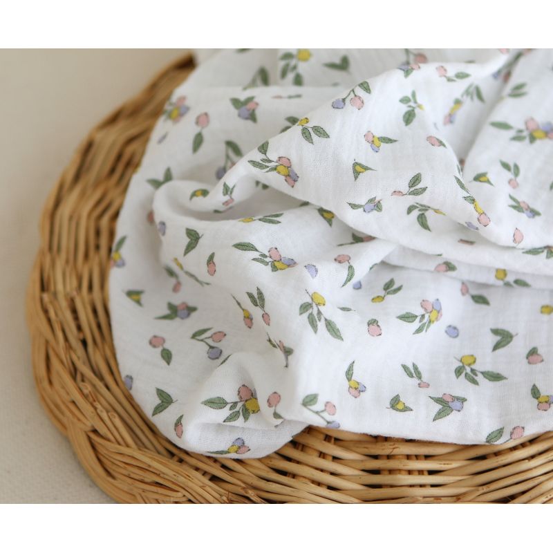 copy of ROZEN - Double gaze de coton BIO blanc motif exclusif bleu cobalt