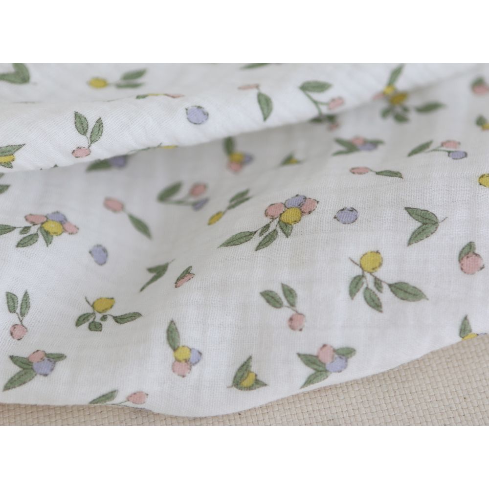 copy of ROZEN - Double gaze de coton BIO blanc motif exclusif bleu cobalt