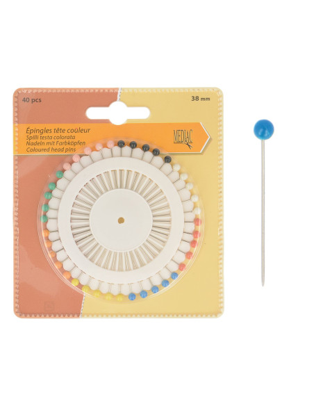 Lot 40 épingles à tête couleur mercerie