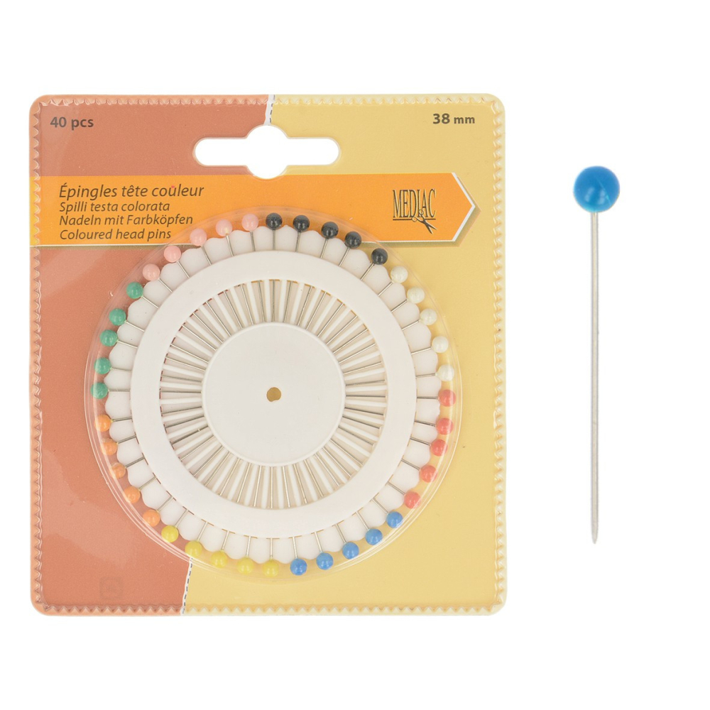 Lot 40 épingles à tête couleur mercerie