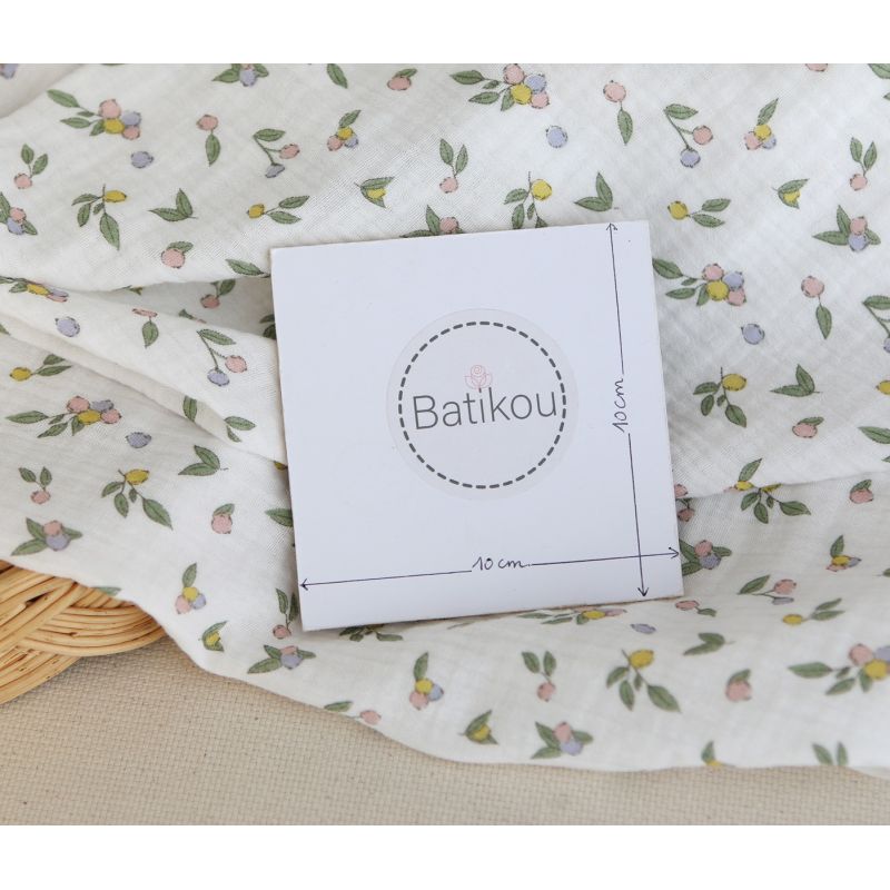 copy of ROZEN - Double gaze de coton BIO blanc motif exclusif bleu cobalt