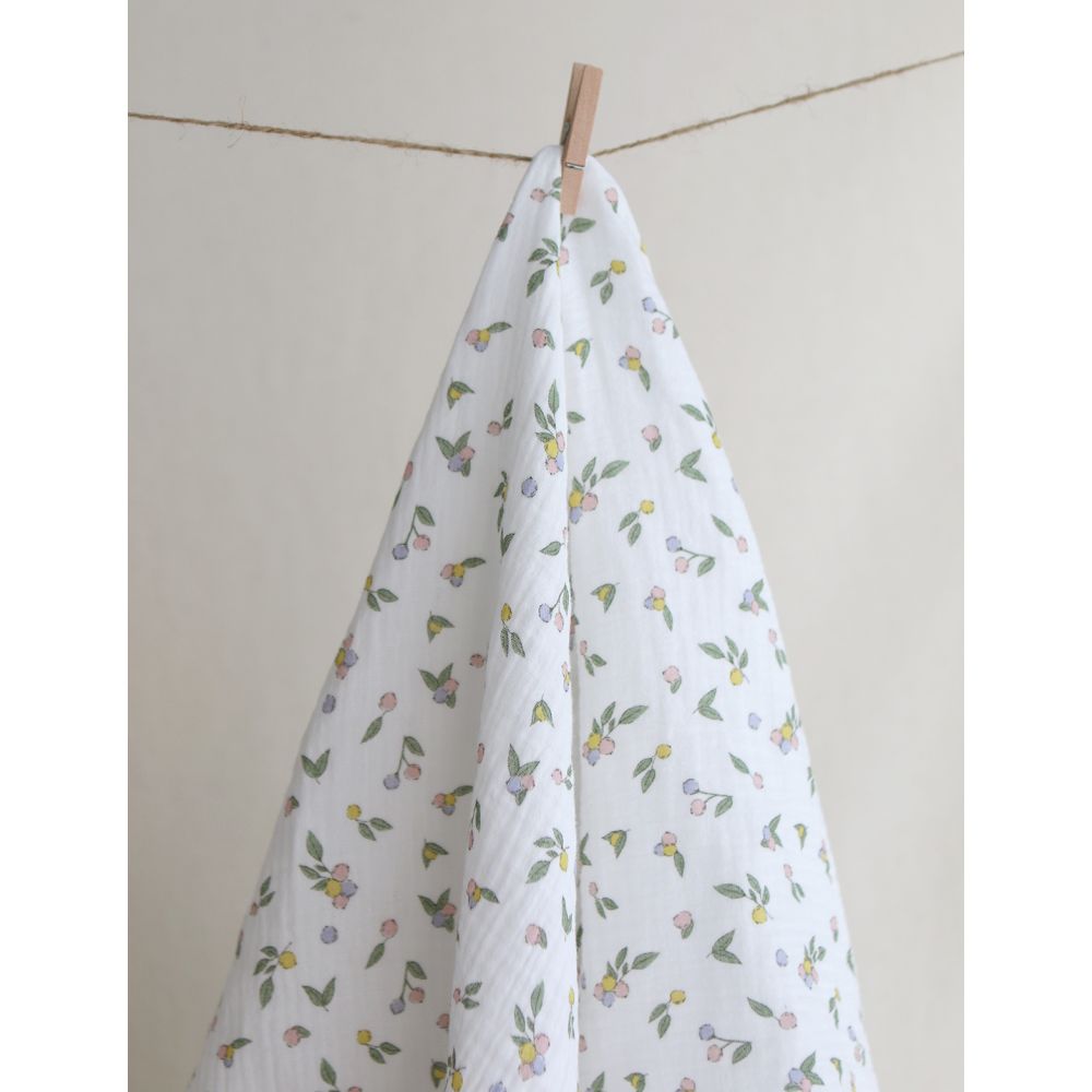 copy of ROZEN - Double gaze de coton BIO blanc motif exclusif bleu cobalt