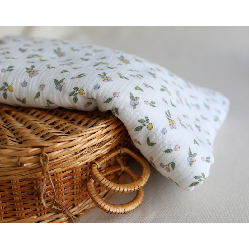 copy of ROZEN - Double gaze de coton BIO blanc motif exclusif bleu cobalt