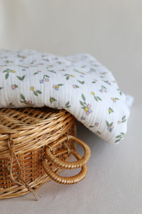 copy of ROZEN - Double gaze de coton BIO blanc motif exclusif bleu cobalt