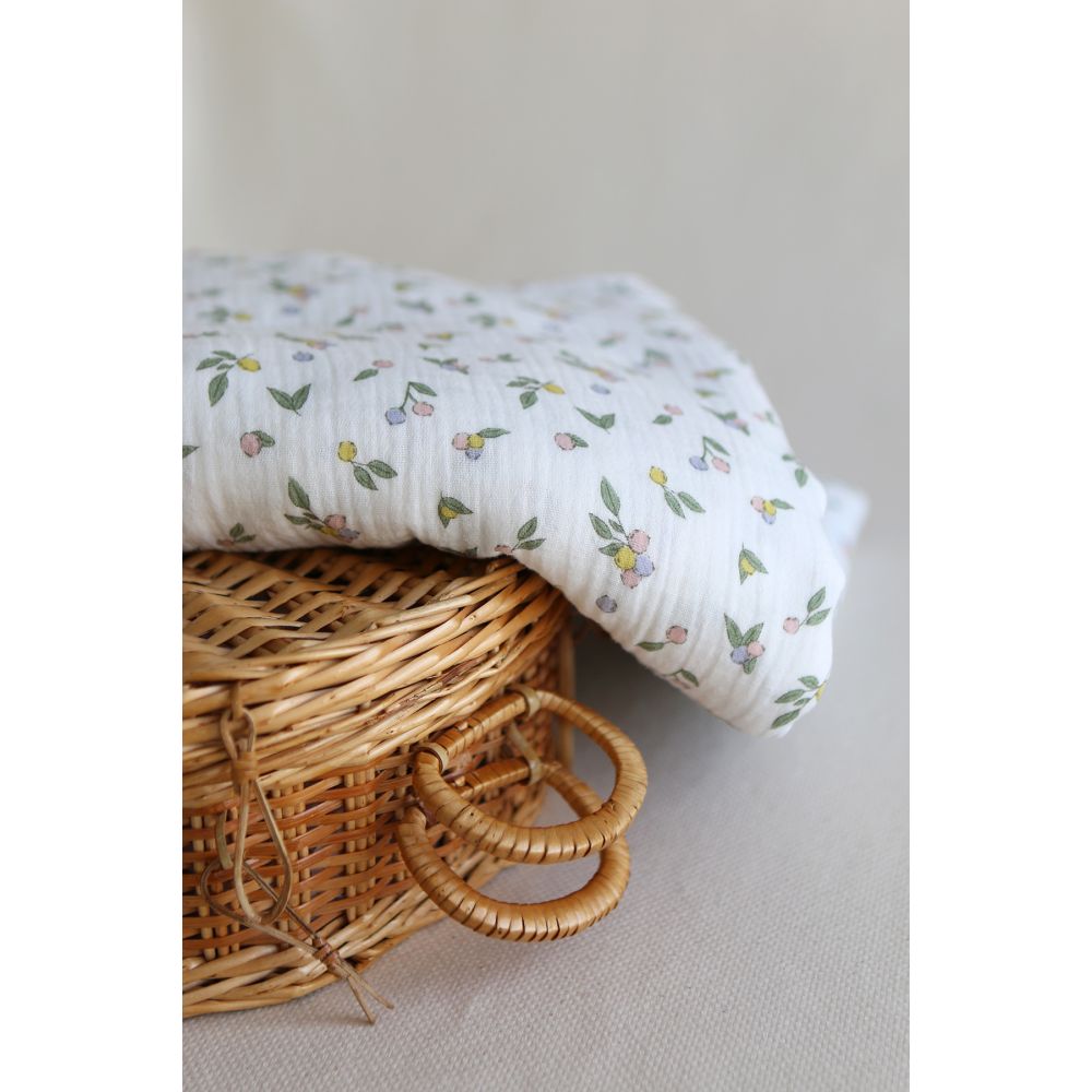 copy of ROZEN - Double gaze de coton BIO blanc motif exclusif bleu cobalt