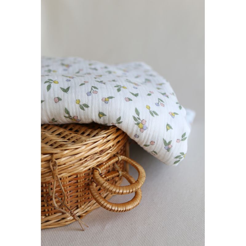 copy of ROZEN - Double gaze de coton BIO blanc motif exclusif bleu cobalt