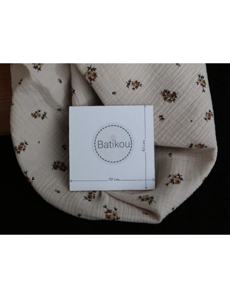 Laure - Double gaze coton BIO motif exclusif cuir fond mastic