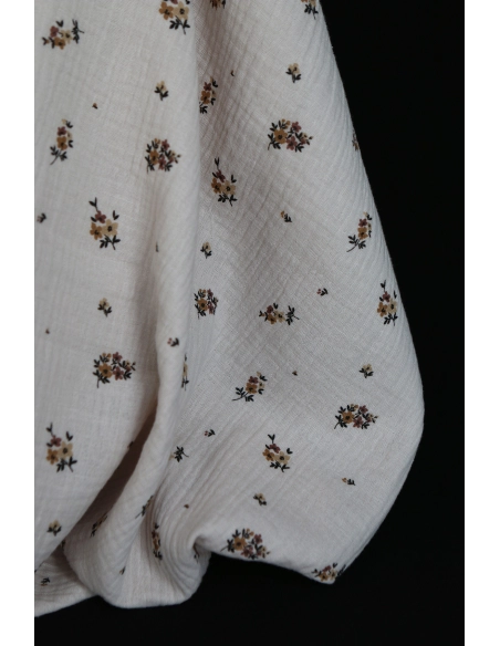 Laure - Double gaze coton BIO motif exclusif cuir fond mastic