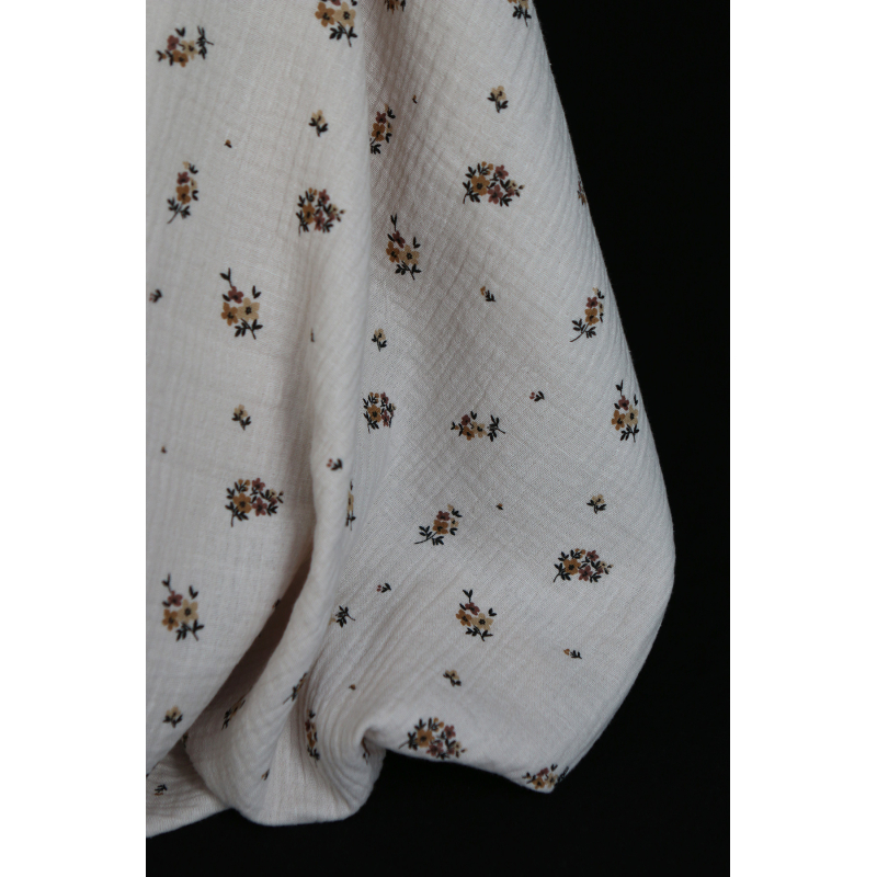 Laure - Double gaze coton BIO motif exclusif cuir fond mastic