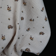 Laure - Double gaze coton BIO motif exclusif cuir fond mastic