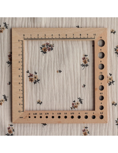 Laure - Double gaze coton BIO motif exclusif cuir fond mastic