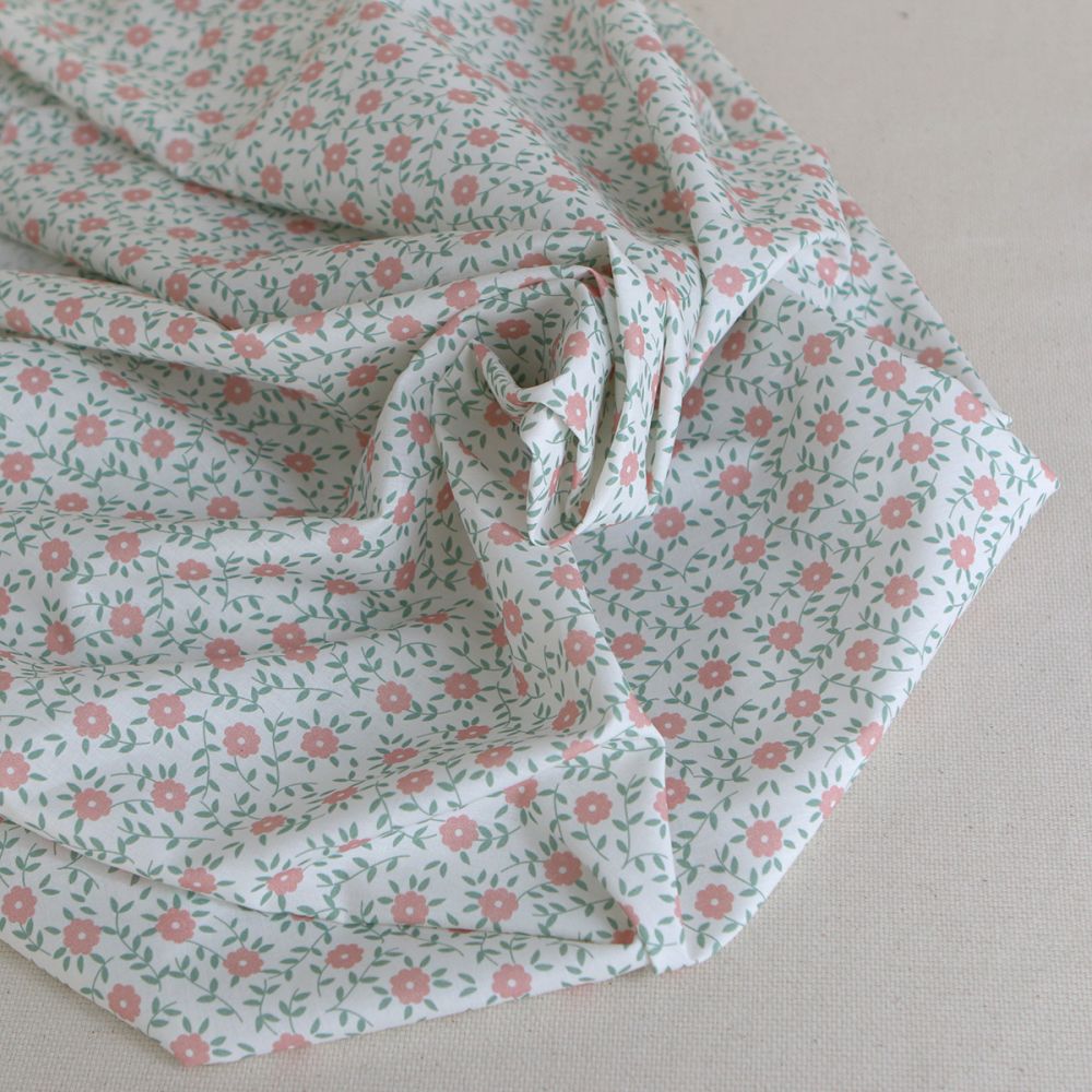 copy of Gaspard - Batiste de coton organique imprimé fleuri fond bleu