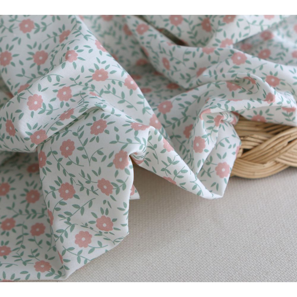 copy of Gaspard - Batiste de coton organique imprimé fleuri fond bleu