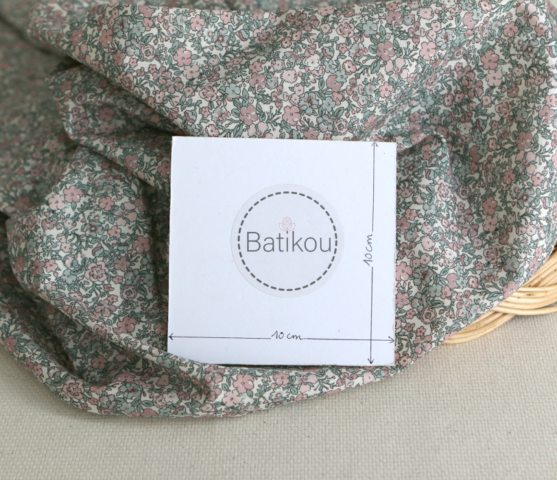 Opheline - Popeline coton douce BIO imprimé fleuri rose et sauge