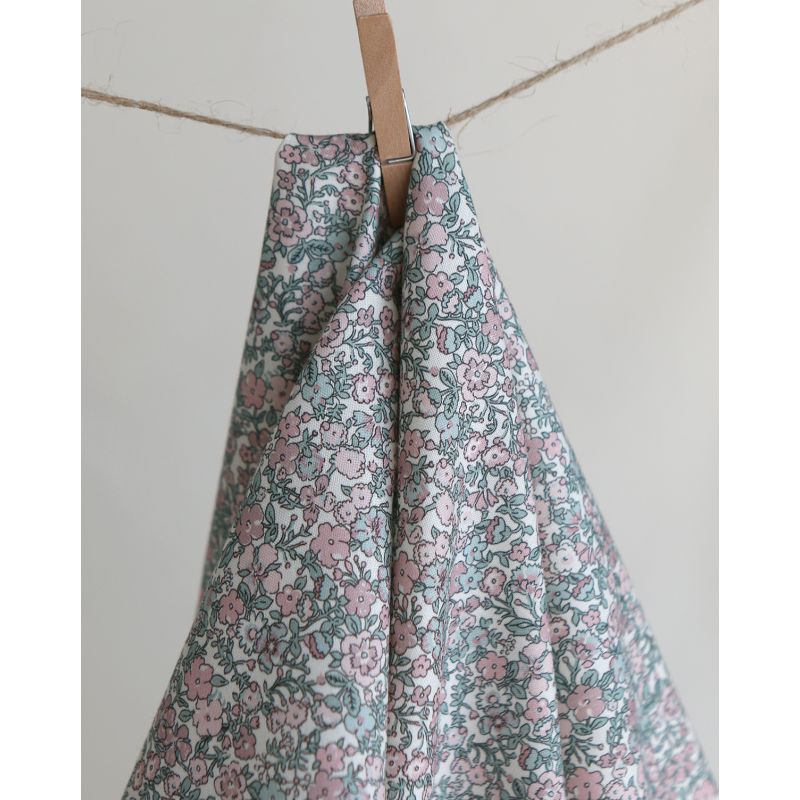 Opheline - Popeline coton douce BIO imprimé fleuri rose et sauge