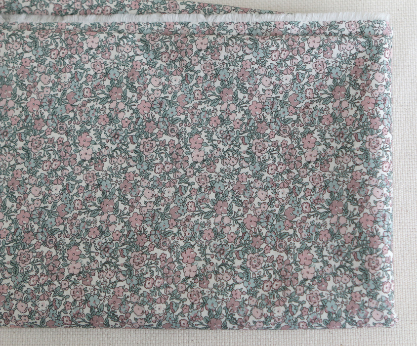 Opheline - Popeline coton douce BIO imprimé fleuri rose et sauge